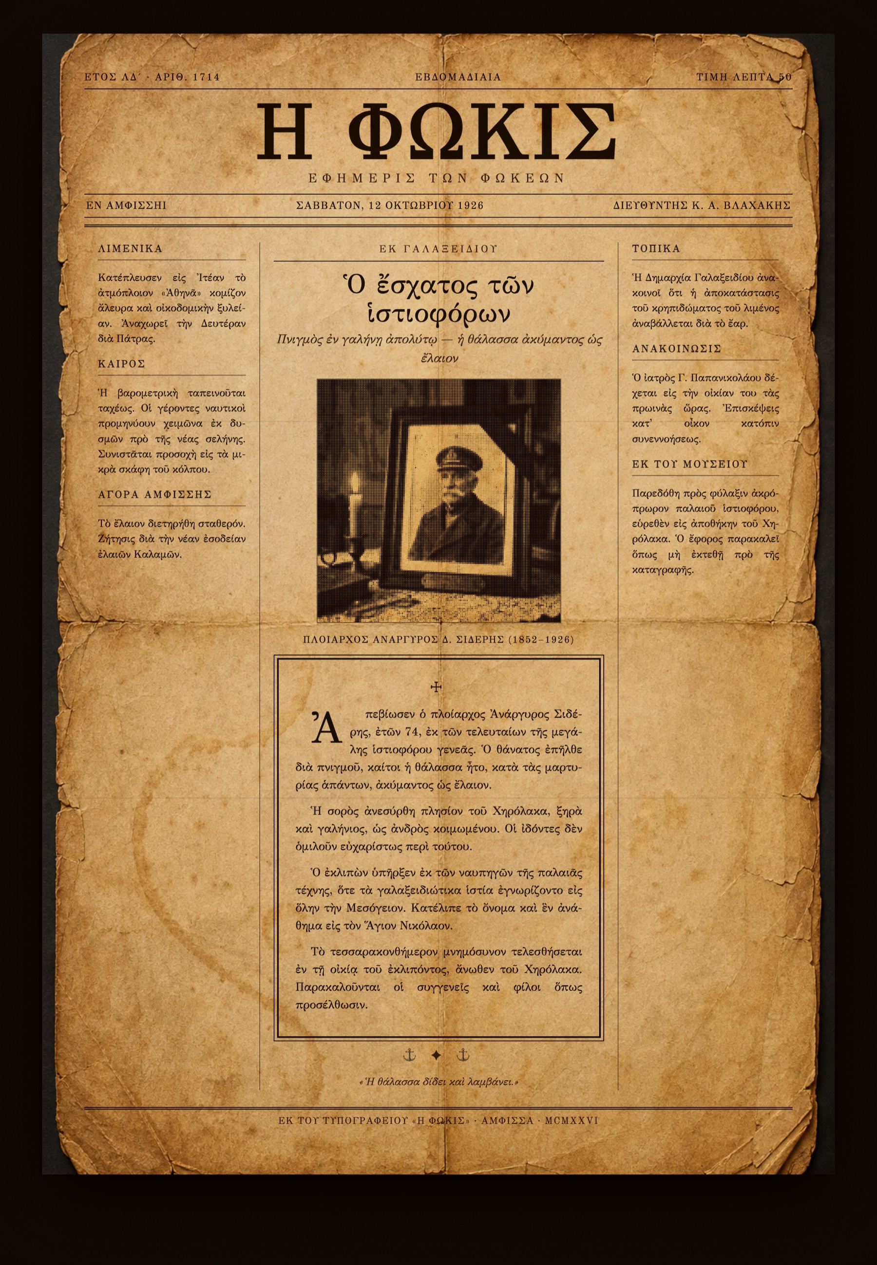 Εφημερίδα «Η Φωκίς», 1926